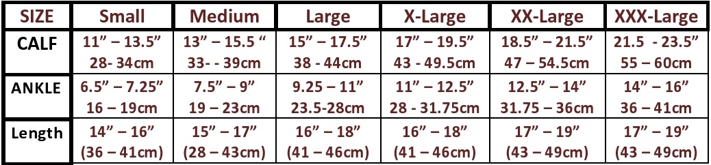 the natural anti embolism knee high size chart